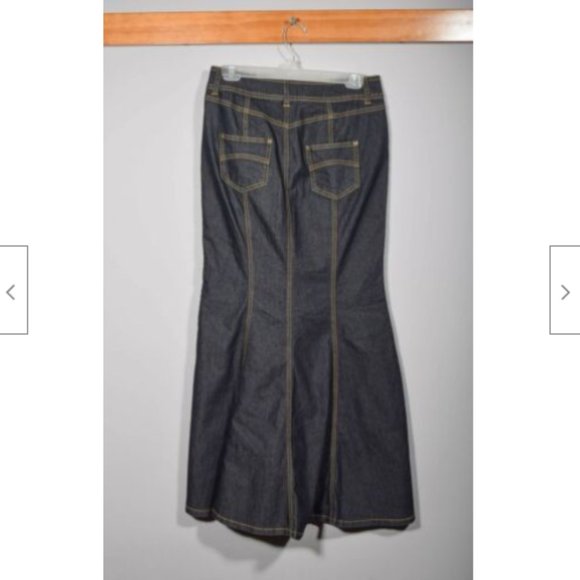 Michele Bohbot Bisou Bisou Fitted Denim Jacket Maxi Mermaid Skirt Set Sz 6 - Picture 6 of 8